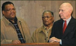 Local leaders JW Cleary and BA Hamilton with Fred Paxton